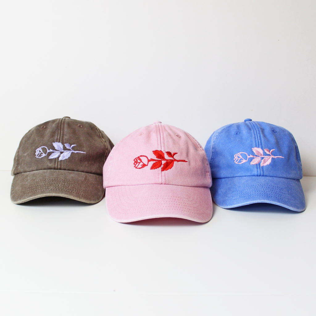 Embroidered Rose Baseball Hat Hat Flowers Black Black Baseball Cap With White Flowers – Alessandro Lamura