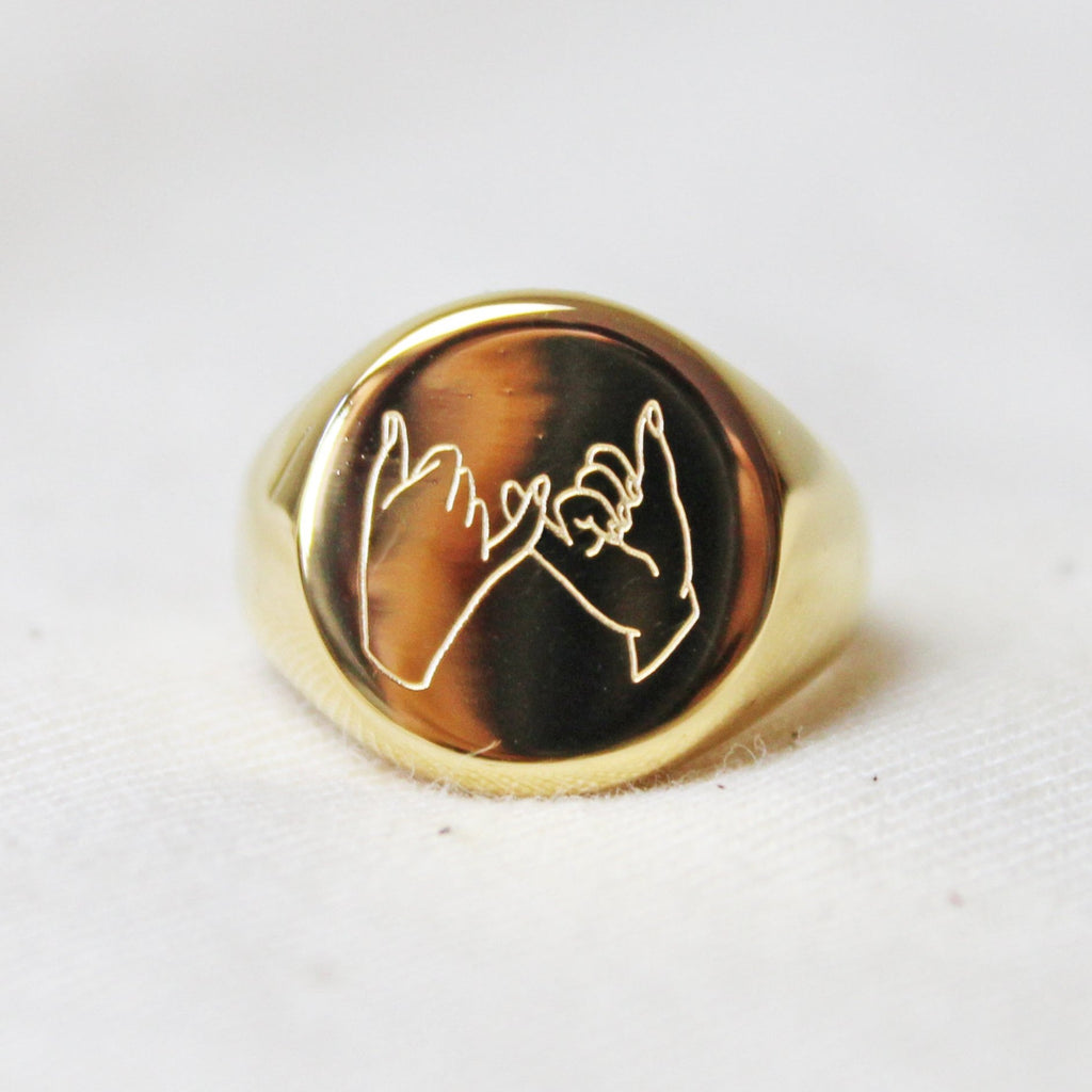 Pinky Promise Signet Ring, Gold