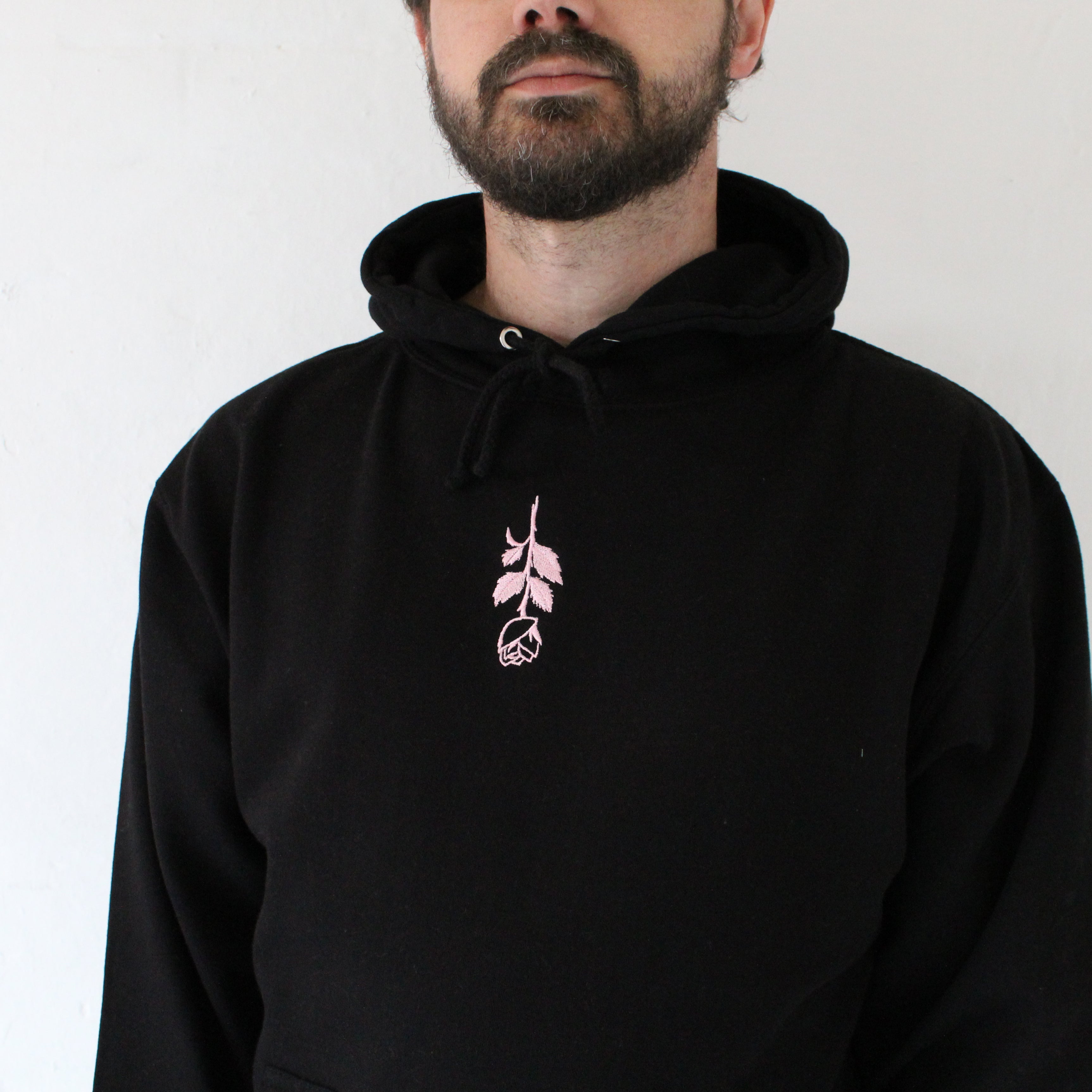 Mens hoodie shop with rose embroidery