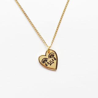 Crying Heart Charm Necklace, Gold