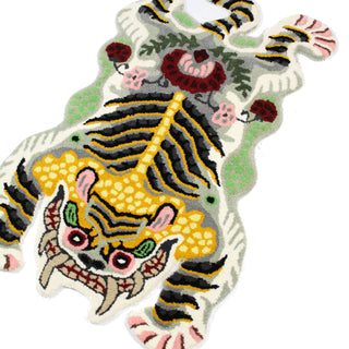 Floral Tibetan Tiger Rug, Cream/Green