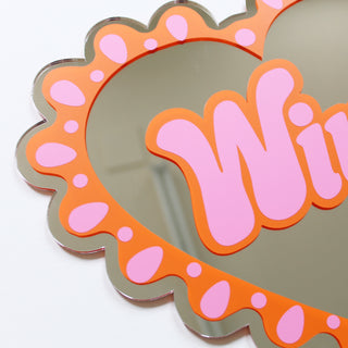 Large Frilly Wine Heart Mirror