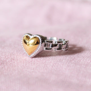 Chained Heart Ring, Two Tone