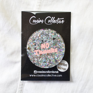 No Thanks Glitter Stars Pocket Mirror