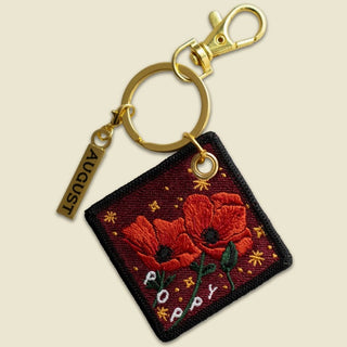 Birth Flower Embroidered Keychain