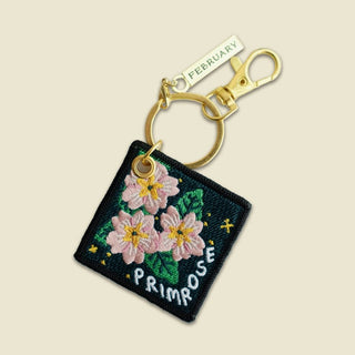 Birth Flower Embroidered Keychain