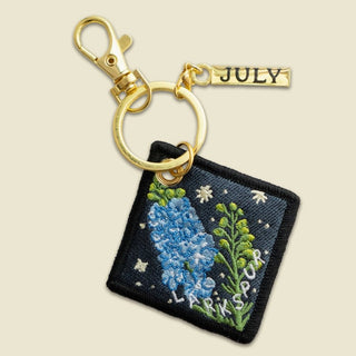 Birth Flower Embroidered Keychain