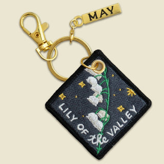 Birth Flower Embroidered Keychain