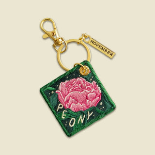 Birth Flower Embroidered Keychain