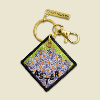 Birth Flower Embroidered Keychain