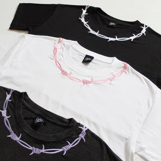 Barbed Wire Embroidered Cropped T-shirt
