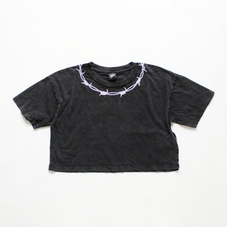 Barbed Wire Embroidered Cropped T-shirt