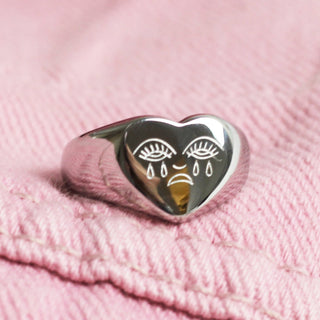 Crying Heart Ring, Silver