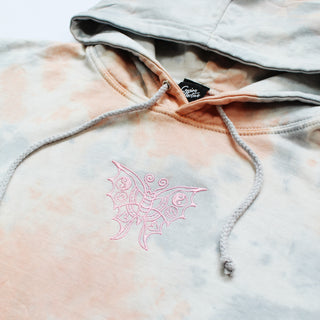 Happy Butterfly Embroidered Tie Dye Hoodie