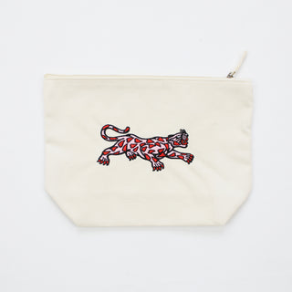 Heart Panther Embroidered Organic Accessory Bag