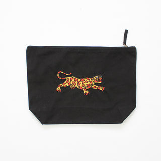 Heart Panther Embroidered Organic Accessory Bag