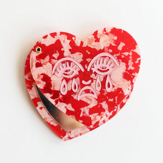 Crying Heart Pocket Mirror, Red