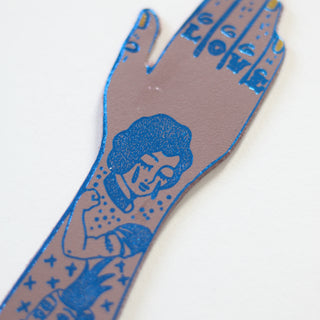 Tattooed Arm Bookmark, Dusty Pink & Blue