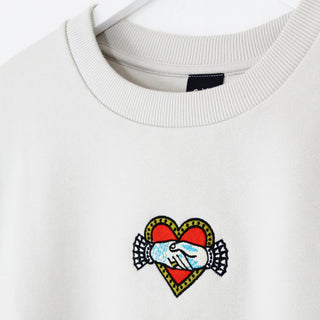 Shaking Hands Embroidered Cropped Sweater