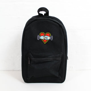 black rose embroidered mini backpack Shaking Hands Tattoo Mini Backpack Embroidered Black Pink Baby Blue – Cousins Collective