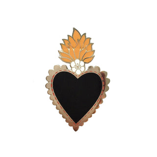 Mexican Sacred Heart Pin, Black