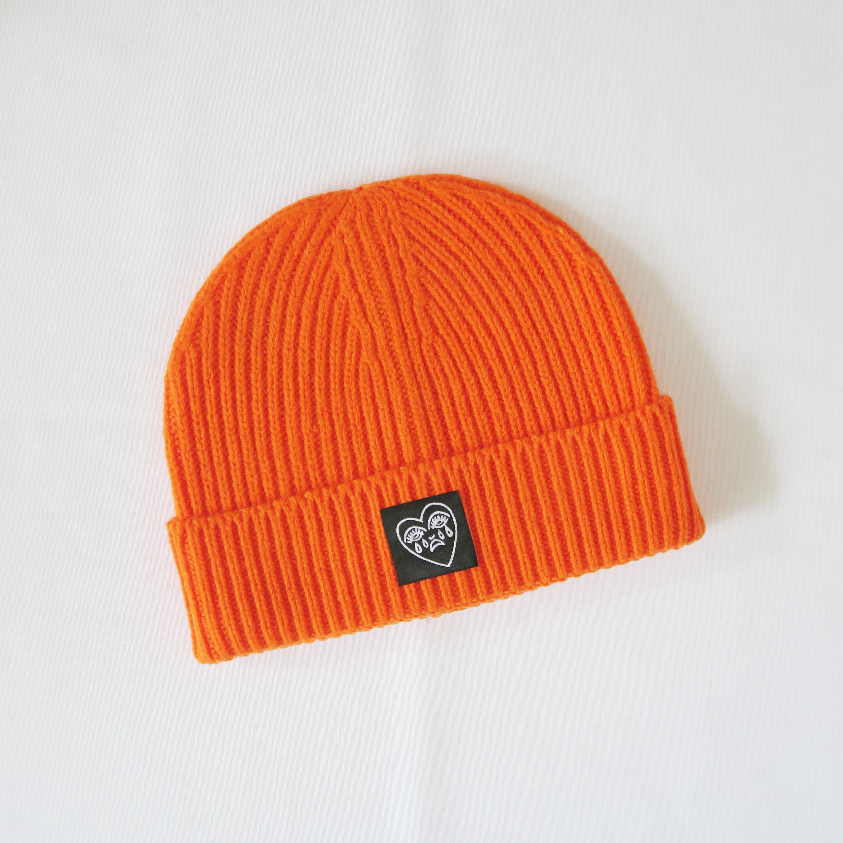 Crying Heart Patch Ribbed Beanie Winter Hat Bert Grimm Tattoo
