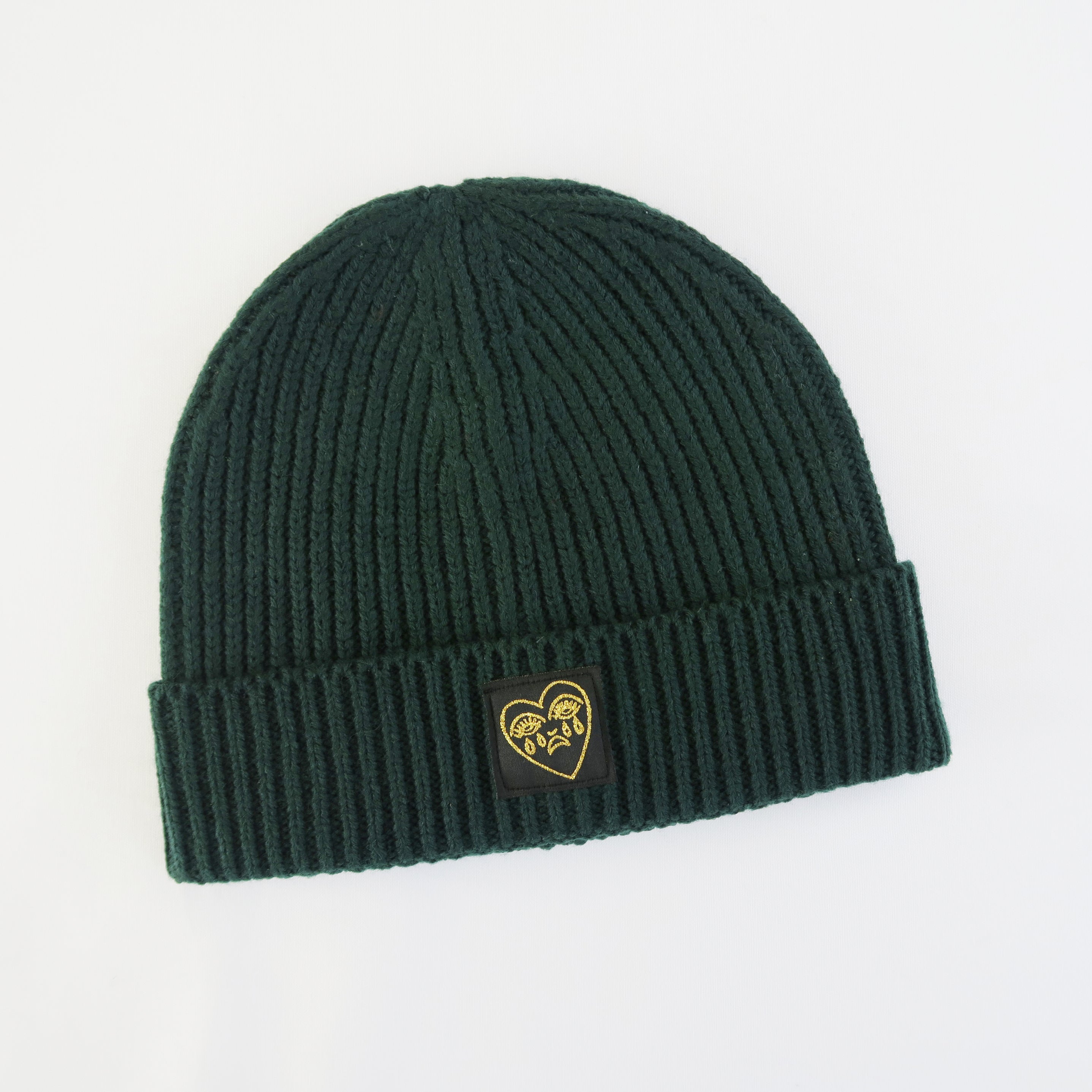 Crying Heart Patch Ribbed Beanie Winter Hat Bert Grimm Tattoo