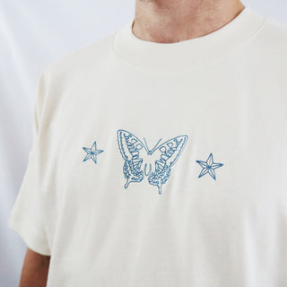 Swallowtail Embroidered T-shirt, Natural