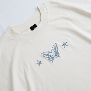 Swallowtail Embroidered T-shirt, Natural