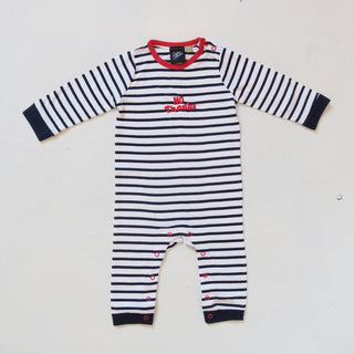 No Thanks Striped Embroidered Baby Bodysuit