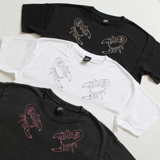 Scorpion Collar Embroidered Cropped T-shirt
