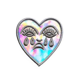 Crying Heart Patch, Silver Holographic