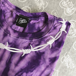 Barbed Wire Embroidered Tie Dye T-shirt