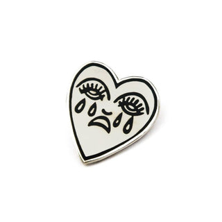 Crying Heart Pin, Silver